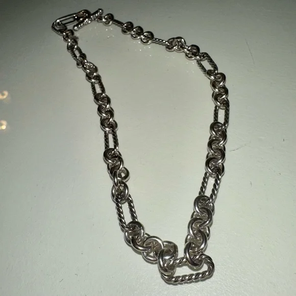 David Yurman Sterling Silver and 18k Gold Figaro Chain Necklace - Picture 7 of 7